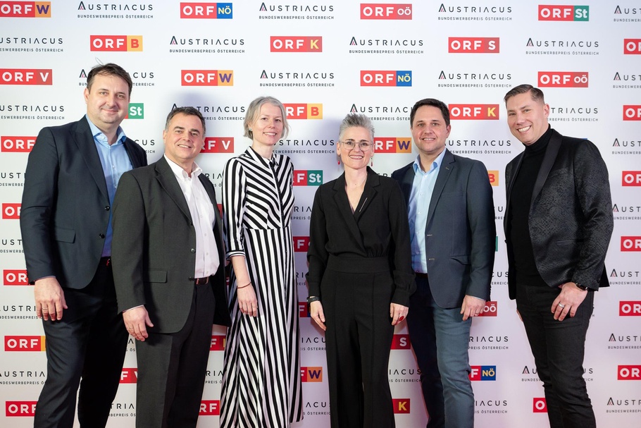 Patrick Hombauer, Fachgruppengeschäftsführer Markus Klausner, Iris Gager, Eveline Rabold, Fachgruppenobmann Ronald Fenk und WKÖ-Fachverbandsobmann Jürgen Bauer (v. l.) 