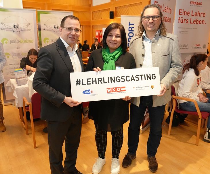 Andreas Wirth (Wirtschaftskammerpräsident), Christine Fischl (Regionalstellenleiterin AMS Eisenstadt) und KommR Franz Nechansky (WK-Regionalstellenobmann) (v. l.). 