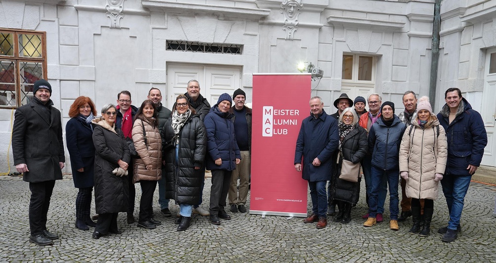Netzwerktreffen des Meister Alumni Clubs in Eisenstadt mit Bundesspartenobmann Manfred Denk (Mitte, r.) und MAC-Botschafter Erich Ermler (r.) 