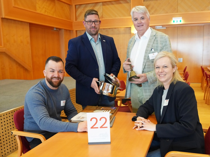 Unternehmer Manuel Pinetz, Rene Fasching (Regionalstellenobmann Eisenstadt), Toni Ferk (Organisation) und Unternehmerin Waltraud Wawi Kantz (v. l.) 