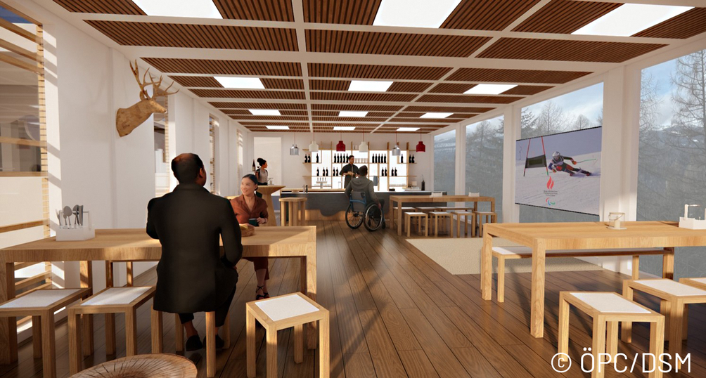 Innenansicht des Österreich-Hauses bei den Paralympics 2026