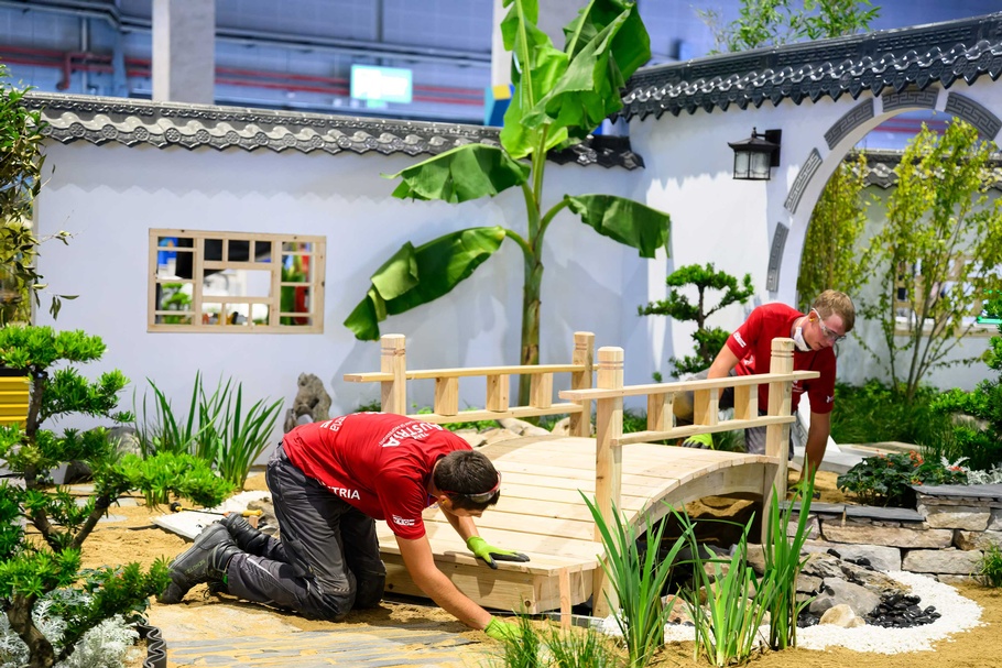 Das Team der Gartengestalter beim Wettbewerb der WorldSkills 2026