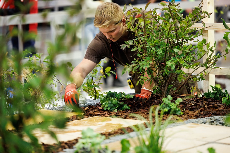 Gartengestalter während des Wettbewerbs bei den AustrianSkills 2023