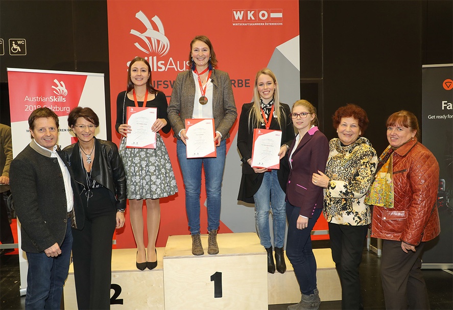 Lisa Rasser (Wimmer schneidert) den 1. Platz, Frau Christina Strauß (Maßschneiderei Lechner-Größ) den 2. Platz sowie Frau Laura Anna Tschiltsch (HLA für Mode Graz) den 3. Platz 