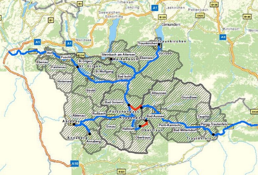 Landkarte Fahrverbot Ennstal und Salzkammergut