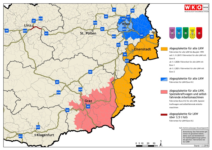 LKW-Fahrverbote: Landkarte Feinstaubsanierungsgebiet 
