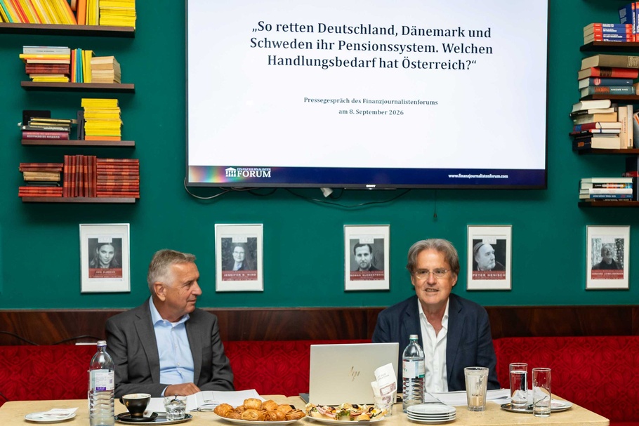 Teilnehmer am Pressegespräch zur Zukunft der Pensionsvorsorge am 8.9.2026