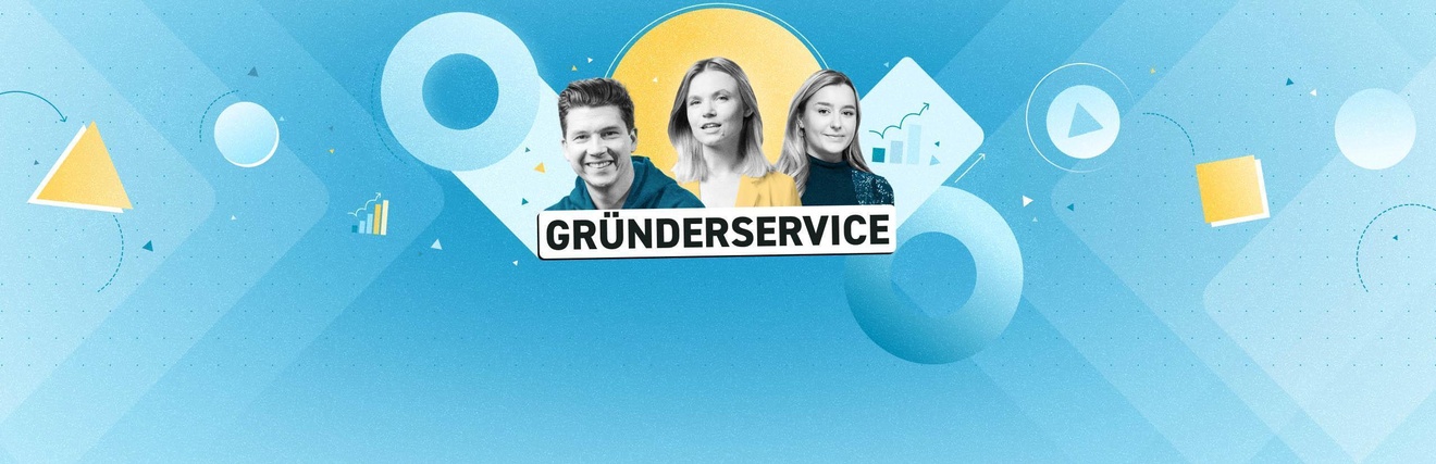 Drei junge Menschen über dem Schriftzug 