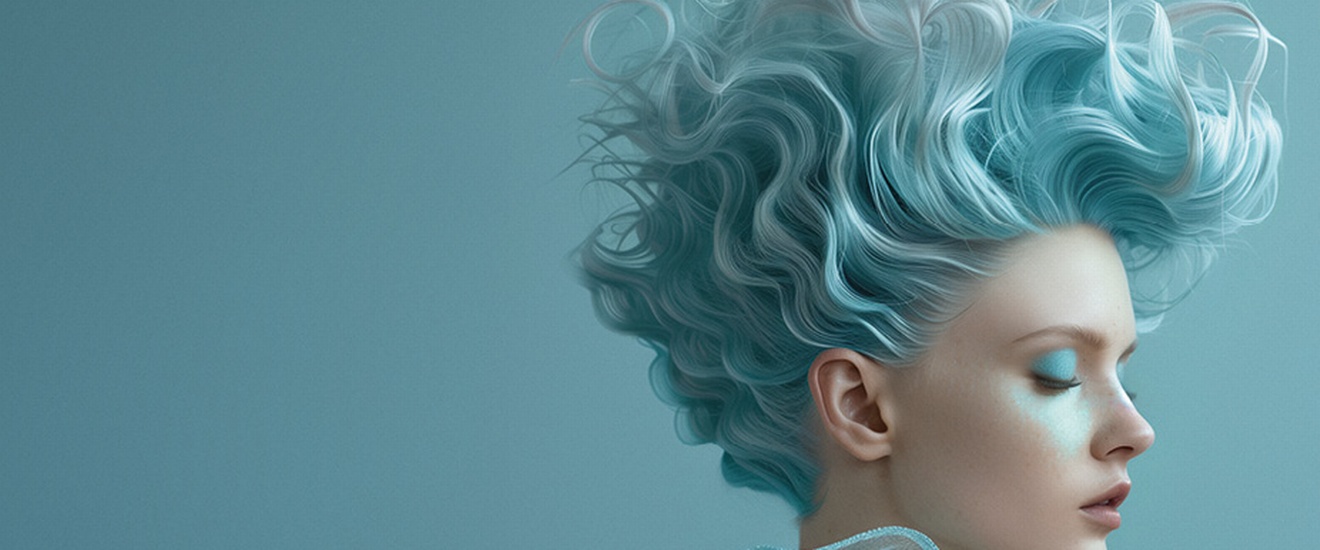 Frisur mit blauen Haaren