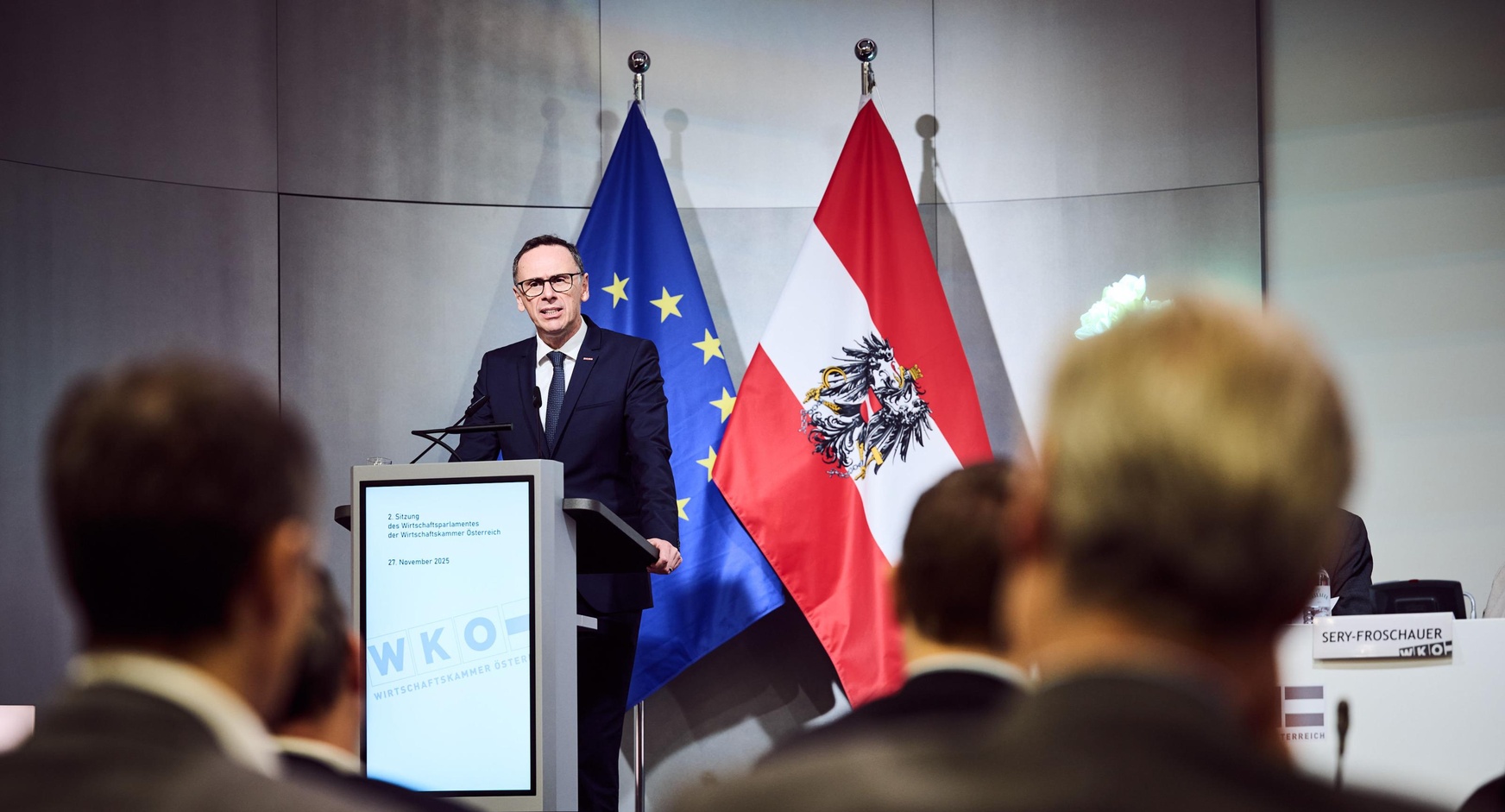 WKÖ-Generalsekretär Jochen Danninger bei der 2. Sitzung des Wirtschaftsparlamentes am 27. November 2025