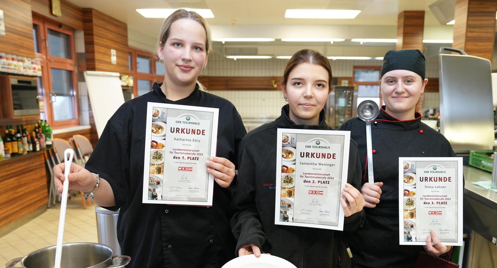 Die Stockerlplätze in der Kategorie Küche: Katharina Eöry (1.), Samantha Weninger (2.) und Diana Lehner (3.) (v. l.). 