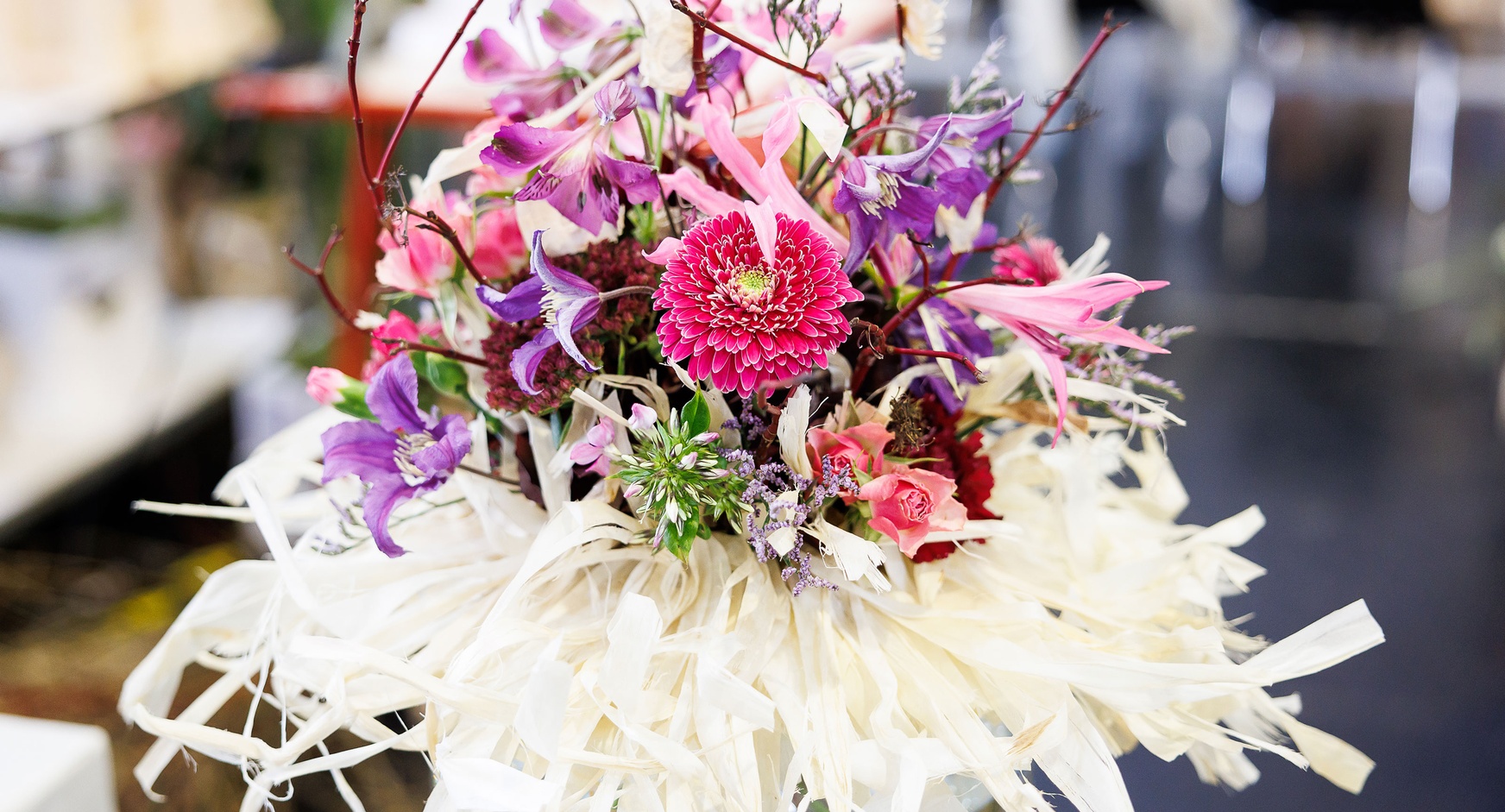 Blumenstrauß von einem Wettbewerbsteilnehmer im Beruf Floristik bei den AustrianSkills 2023 gebunden