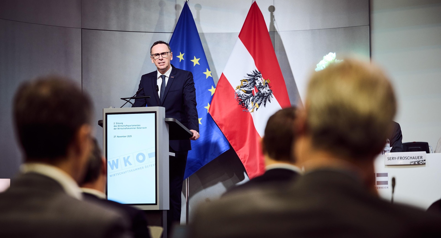 WKÖ-Generalsekretär Jochen Danninger bei der 2. Sitzung des Wirtschaftsparlamentes am 27. November 2025