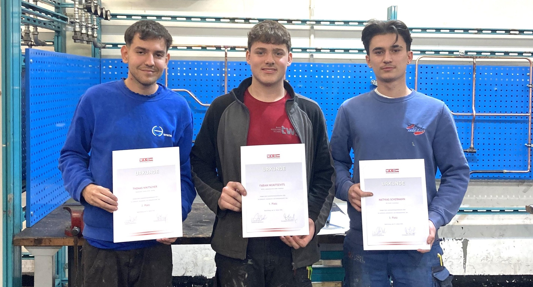 Der Zweitplatzierte Thomas Nikitscher, Sieger Fabian Wukitsevits und der Drittplatzierte Mathias Schermann (v. l.). 