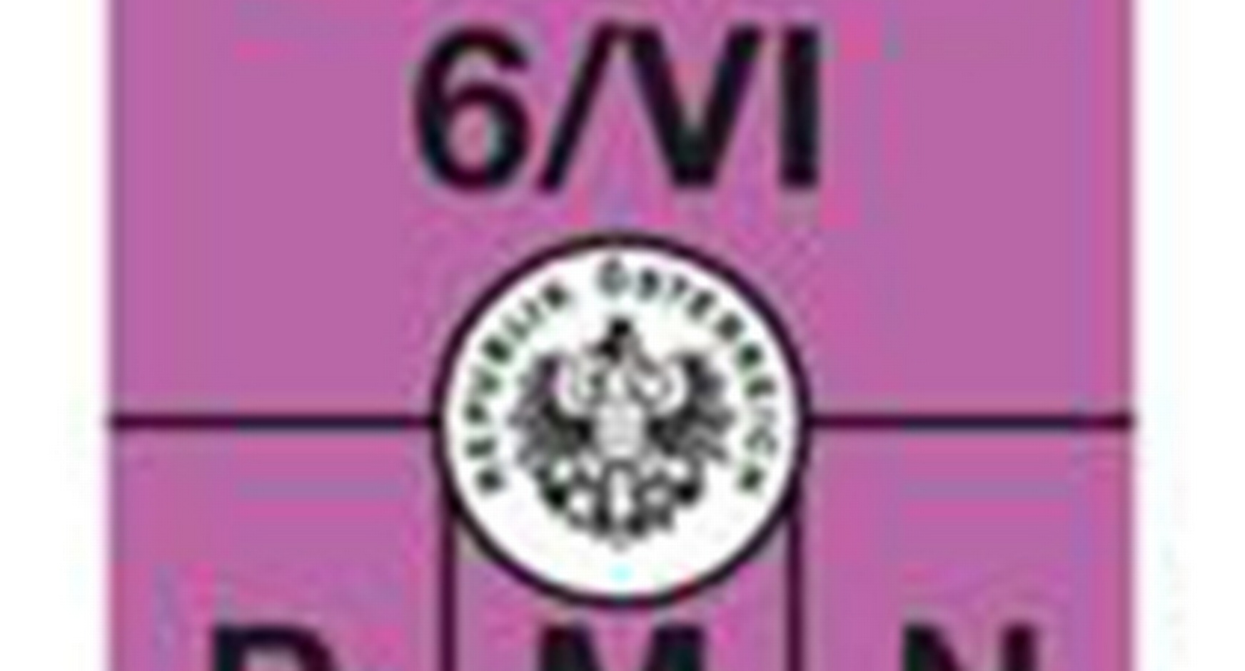 Bild der Abgasplakette Euro 6: Violette Plakette mit Beschriftung