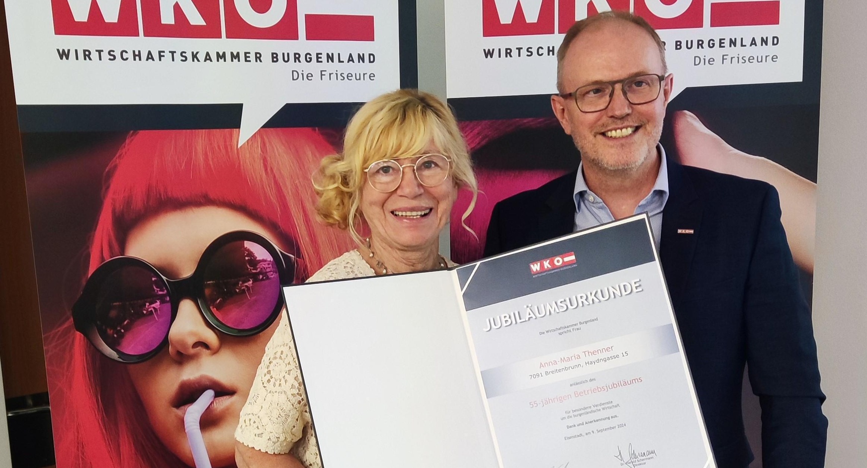 Anna-Maria Thenner und Landesinnungsmeister Mst. Diethard Mausser. 