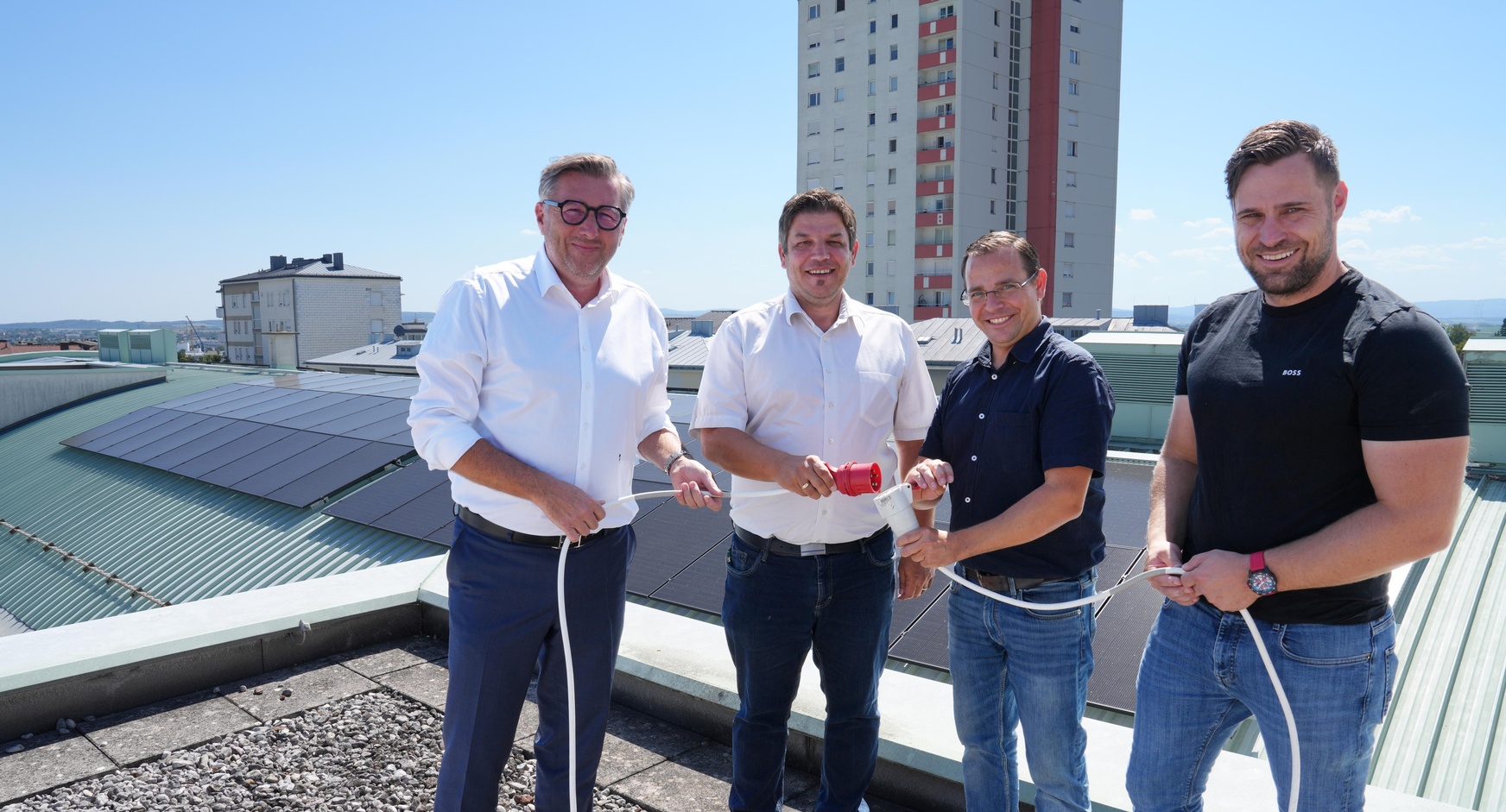 Wirtschaftskammerdirektor Harald Schermann, Andreas Schneemann, Wirtschaftskammerpräsident Andreas Wirth und Martin Rathmanner (v. l.) 