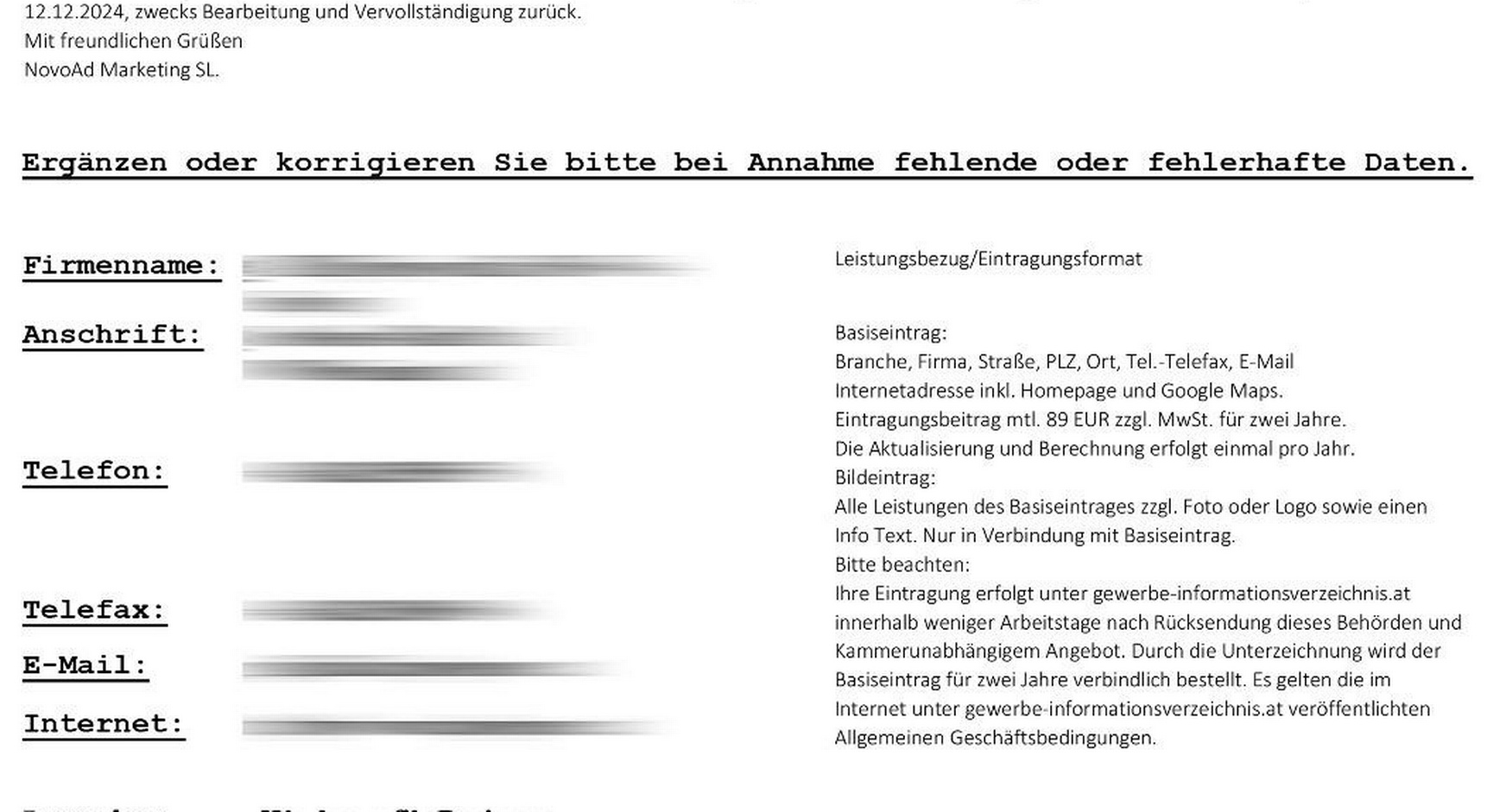 Muster eines irreführenden Mails. 