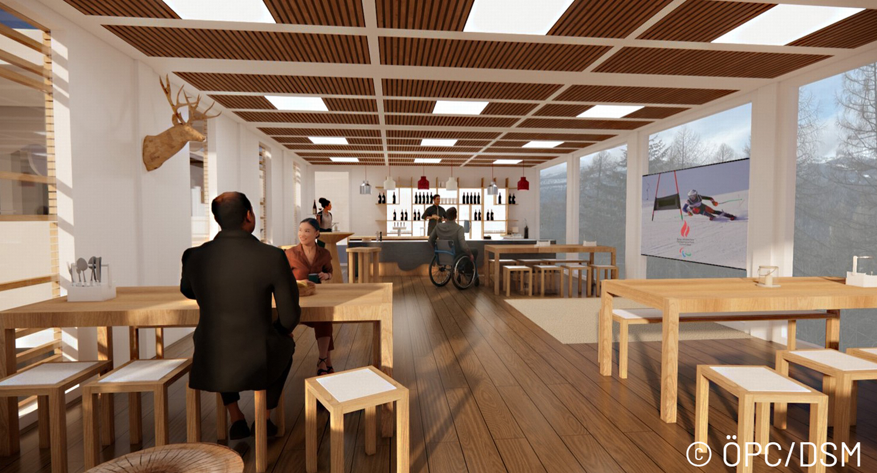 Innenansicht des Österreich-Hauses bei den Paralympics 2026