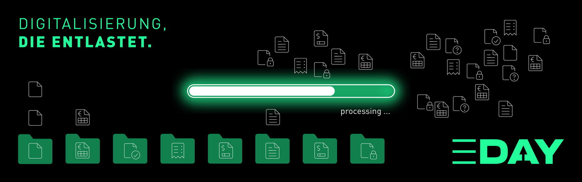 Eday27 Sujet mit Schriftzug Digitalisierung, die entlastet