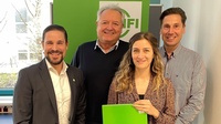 WIFI-Produktmanager Christoph Laubner, Lehrgangsleiter Friedrich Karner, Kursteilnehmerin Anna Weber aus Bad Sauerbrunn und Lehrgangsleiter-Stellvertreter Guido Steinbach (v. l.). 