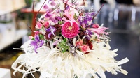 Blumenstrauß von einem Wettbewerbsteilnehmer im Beruf Floristik bei den AustrianSkills 2023 gebunden