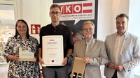 LIM-Stv.in Mst.in Alexandra Freiberger, Markus Neuherz, Bundesinnungsmeister-Stv. Peter Ullmann und Landesinnungsmeister Mst. Jürgen Szerencsits (v. l.) 
