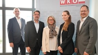 Gerald Hochwallner (Bundessparte Handel), Spartengeschäftsführer Thomas Jestl, Spartenobfrau KommR Bettina Mayer-Toifl, Jutta Rasel (Bundessparte Handel) und Bundesspartenobmann Rainer Trefelik (v. l.).