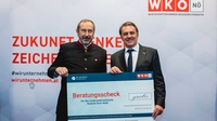Präsident der Notariatskammer Wien, NÖ und Burgenland Michael Lunzer und Wirtschaftskammer NÖ-Präsident Wolfgang Ecker.