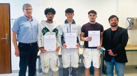 Karl Janitsch, Fazil Mohammad Belal (3. Platz),  Andreas Zapfel (1. Platz), Mark Farkas (2. Platz)  und Mst. Stefan Waller (v. l.) 