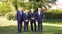 Bürgermeister Gerold Stagl, Generalmajor Peter Vorhofer, Fachgruppenobmann KommR Helmut Bauer und Fachverbandsobmann Christoph Berghammer (v. l.) 