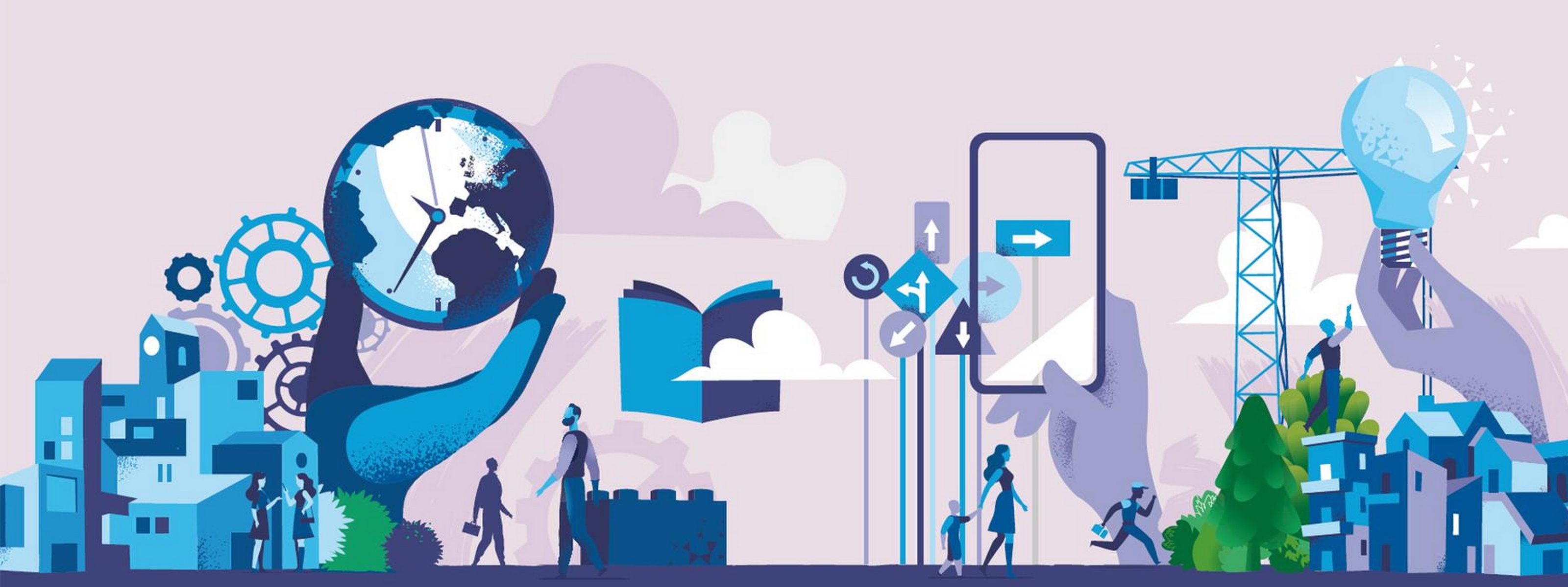 Illustration in lila und blau