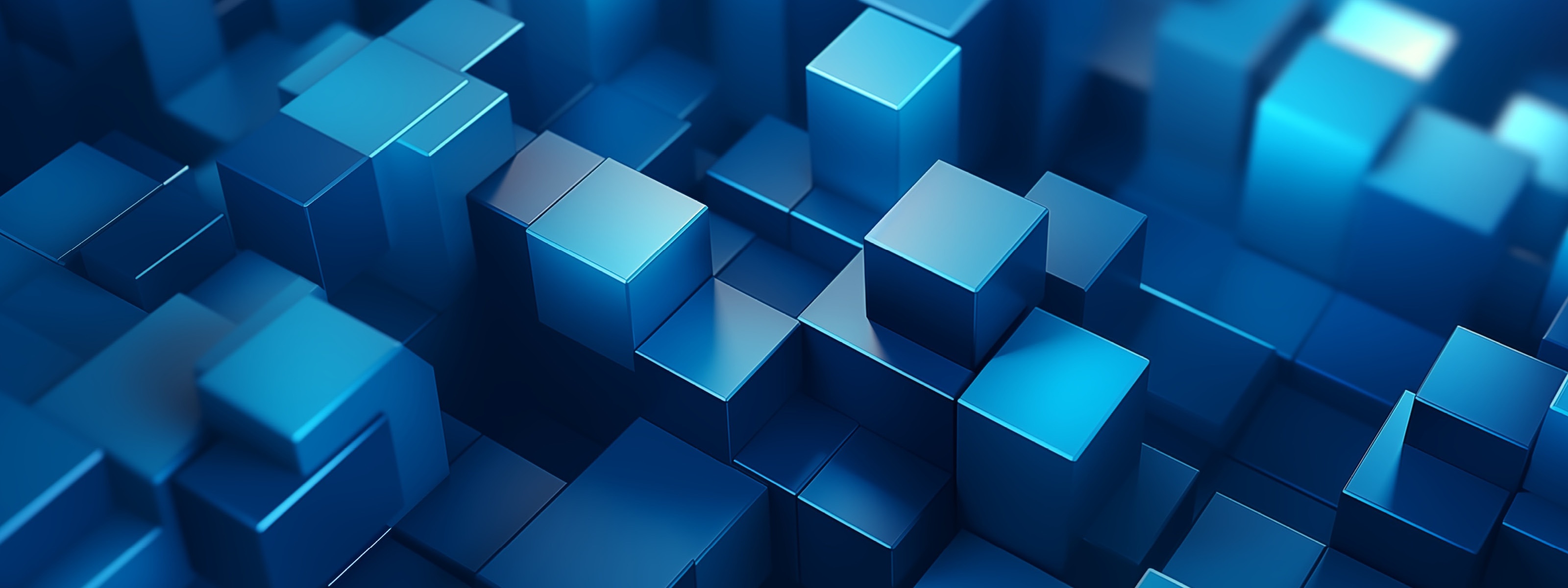 KI-generiertes Bild blauer Würfel in 3D, die übereinander gestapelt sind