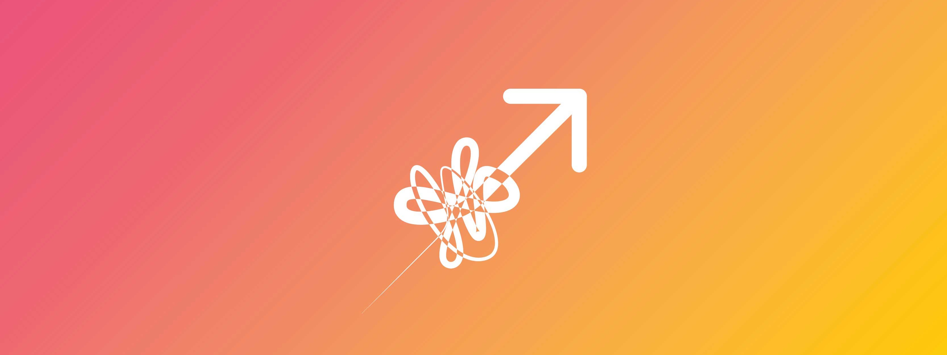 rot-orange-gelber Hintergrund mit einem weißen Pfeil