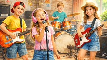 Eine Musikgruppe bestehend aus Kindern.