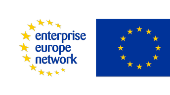 EEN-Logo mit EU-Sternen und blauer EU-Flagge rechts