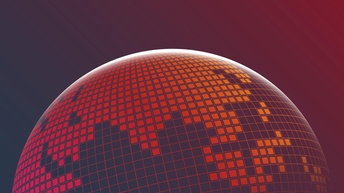 Logo Asientag: eine abstrake Weltkugel in rot