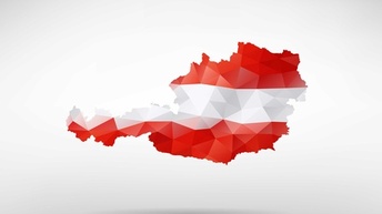 Umriss der Republik Österreich in den Farben Rot-Weiß-Rot