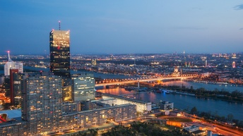 Panoramaansicht Wien bei Nacht