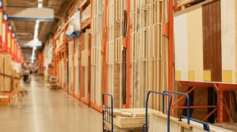 Blick auf einen Gang in einem Baumarkt