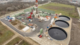 Ansicht der Tiefengeothermie-Anlagen in Wien Aspern