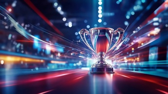 Pokal vor einem blauen Hintergrund