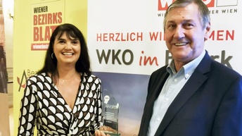 Alexandra Psichos-Prankl, WK Wien-Bezirksobmann-Stv.in für den 3. Bezirk, und Bezirksvorsteher Erich Hohenberger
