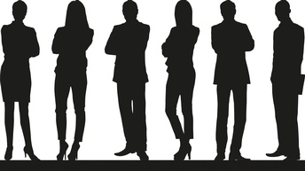 Schwarze Silhoutten von Personen in Businesskleidungen