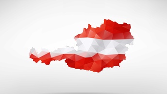 Österreichkarte in den Farben Rot-Weiß-Rot