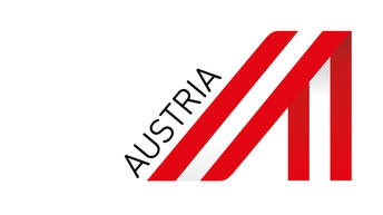 rotes Austria A mit schrägem schwarzen Schriftzug Austria
