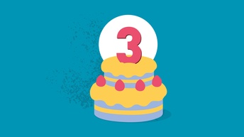 Illustration einer Torte mit der Zahl 3 