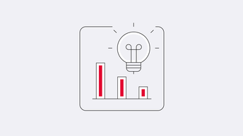 Icon für Energiespartipps und -tricks im Handel mit einer Glühbirne und Balken als Temperatursymbole