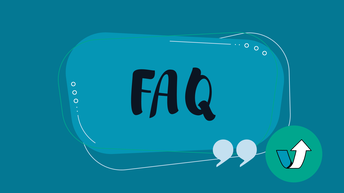 FAQ Sprechblase mit vor einem blauen Hintergrund