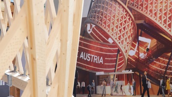 Nahaufnahme von den Holzteilen des Pavillions